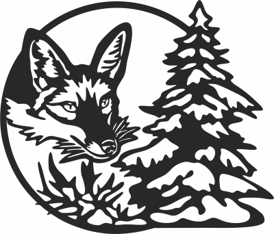 Wild fox scene wall decor - For Laser Cut DXF CDR SVG Files - free download