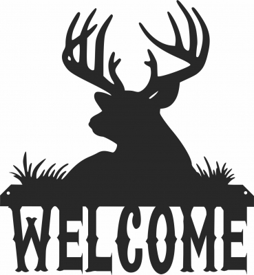 welcome deer sign wall art - Para archivos DXF CDR SVG cortados con láser - descarga gratuita