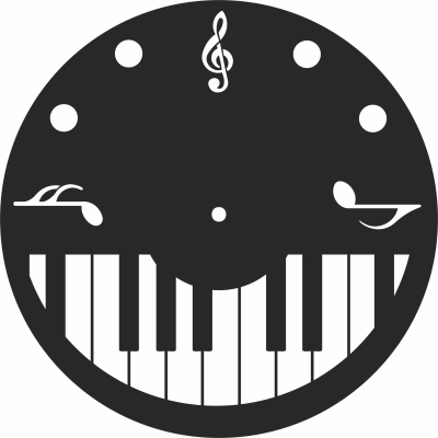 piano wall clock decor - For Laser Cut DXF CDR SVG Files - free download