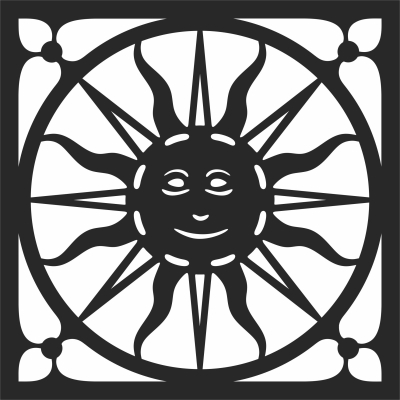 Sun pattern wall design - For Laser Cut DXF CDR SVG Files - free download