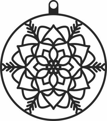Snowflakes Christmas mandala ball ornament - Para archivos DXF CDR SVG cortados con láser - descarga gratuita