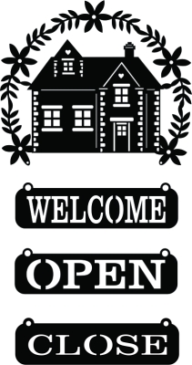 house welcome sign open close store - For Laser Cut DXF CDR SVG Files - free download