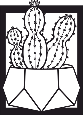 potted plant cactus art decor - For Laser Cut DXF CDR SVG Files - free download