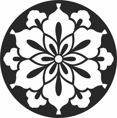 flowers Mandala wall arts - Para archivos DXF CDR SVG cortados con láser - descarga gratuita