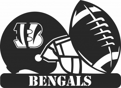 Cincinnati Bengals NFL helmet LOGO - Para archivos DXF CDR SVG cortados con láser - descarga gratuita