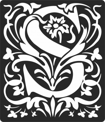 Personalized Monogram Initial Letter S Floral Artwork - For Laser Cut DXF CDR SVG Files - free download
