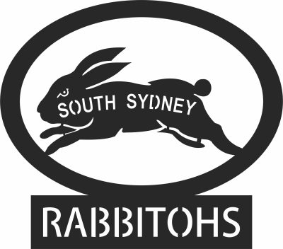 south sydney rabbitohs logo rugby - fichier DXF SVG CDR coupe, prêt à découper pour plasma routeur laser