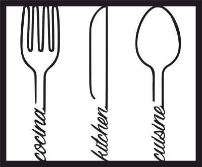 Kitchen Sign Knife Fork and Spoon - For Laser Cut DXF CDR SVG Files - free download