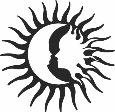 Sun Moon cliparts  wall decors - For Laser Cut DXF CDR SVG Files - free download