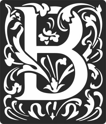 Personalized Monogram Initial Letter B Floral Artwork - For Laser Cut DXF CDR SVG Files - free download