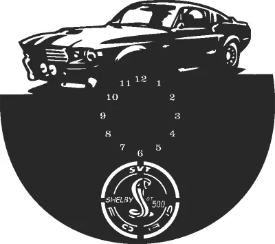 Ford GT500 wall clock  - DXF SVG CDR Cut File, ready to cut for laser Router plasma