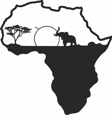 Afrique silhouette skyline animaux - pour les fichiers SVG DXF CDR découpés au Laser - téléchargement gratuit
