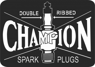 Vintage Champion Bujías Signos de doble nervadura  - Para archivos DXF CDR SVG cortados con láser - descarga gratuita