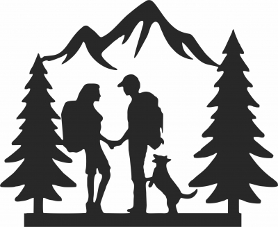 Family Hiking Wedding Couple - For Laser Cut DXF CDR SVG Files - free download