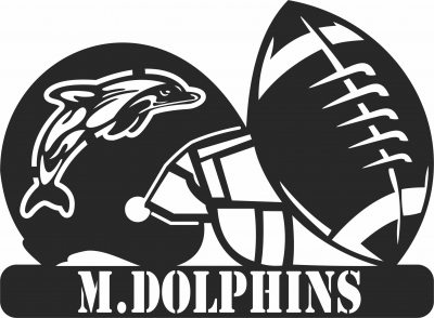 Miami Dolphins NFL helmet LOGO - Para archivos DXF CDR SVG cortados con láser - descarga gratuita