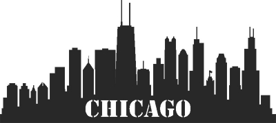 Chicago Skyline Svg, Dxf, fichiers Jpg | Vecteur de silhouette de ville