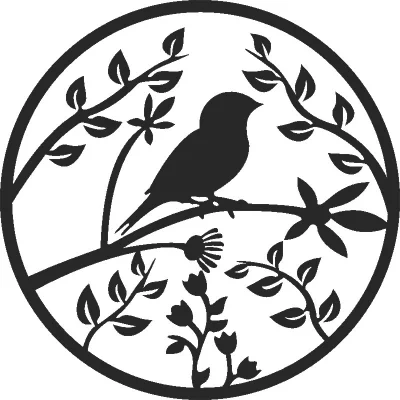 Download Bird On Tree Branch For Laser Cut Dxf Cdr Svg Files Free Download Dxf Vectors