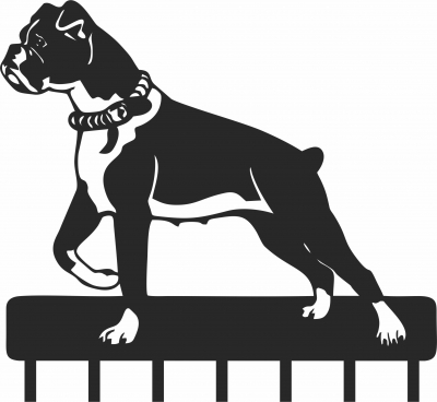 Crochet de porte-clés mural pour chien Boxer - pour les fichiers SVG DXF CDR découpés au Laser - téléchargement gratuit