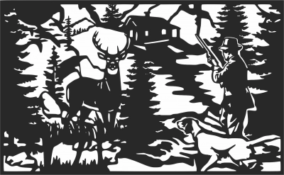 Arte del bosque de la escena de los ciervos- Para archivos DXF CDR SVG cortados con láser - descarga gratuita