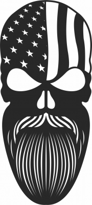 Cráneo barbudo con bandera de Estados Unidos  - Para archivos DXF CDR SVG cortados con láser - descarga gratuita