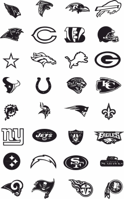 32 NFL logos team American football - fichier DXF SVG CDR coupe, prêt à découper pour plasma routeur laser
