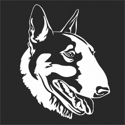 Profil d'une tête de chien en Bull Terrier anglais isolé sur noir  - pour les fichiers SVG DXF CDR découpés au Laser - téléchargement gratuit