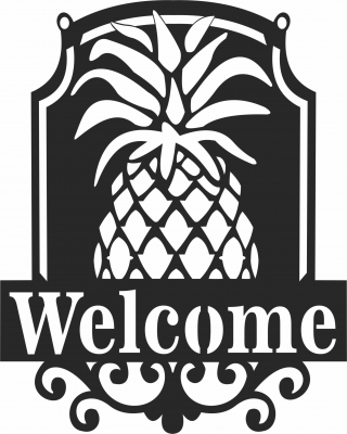 Plaque de bienvenue ananas - pour les fichiers SVG DXF CDR découpés au Laser - téléchargement gratuit