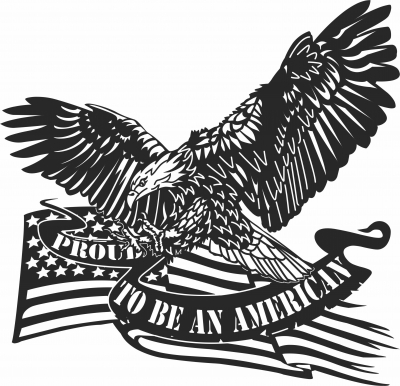 Fier d'être un militaire américain de drapeau d'aigle  - pour les fichiers SVG DXF CDR découpés au Laser - téléchargement gratuit