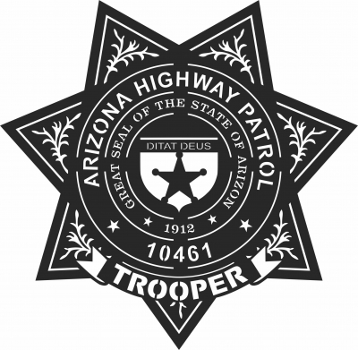 Vector de insignia de soldado de patrulla de carreteras de Arizona - Para archivos DXF CDR SVG cortados con láser - descarga gratuita