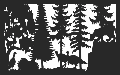 Wolf peacock scene forest art- For Laser Cut DXF CDR SVG Files - free download